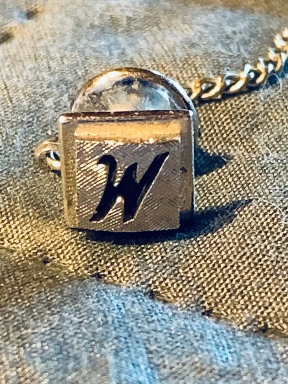 W or M tie tack pin vintage
